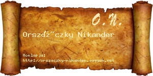 Orszáczky Nikander névjegykártya